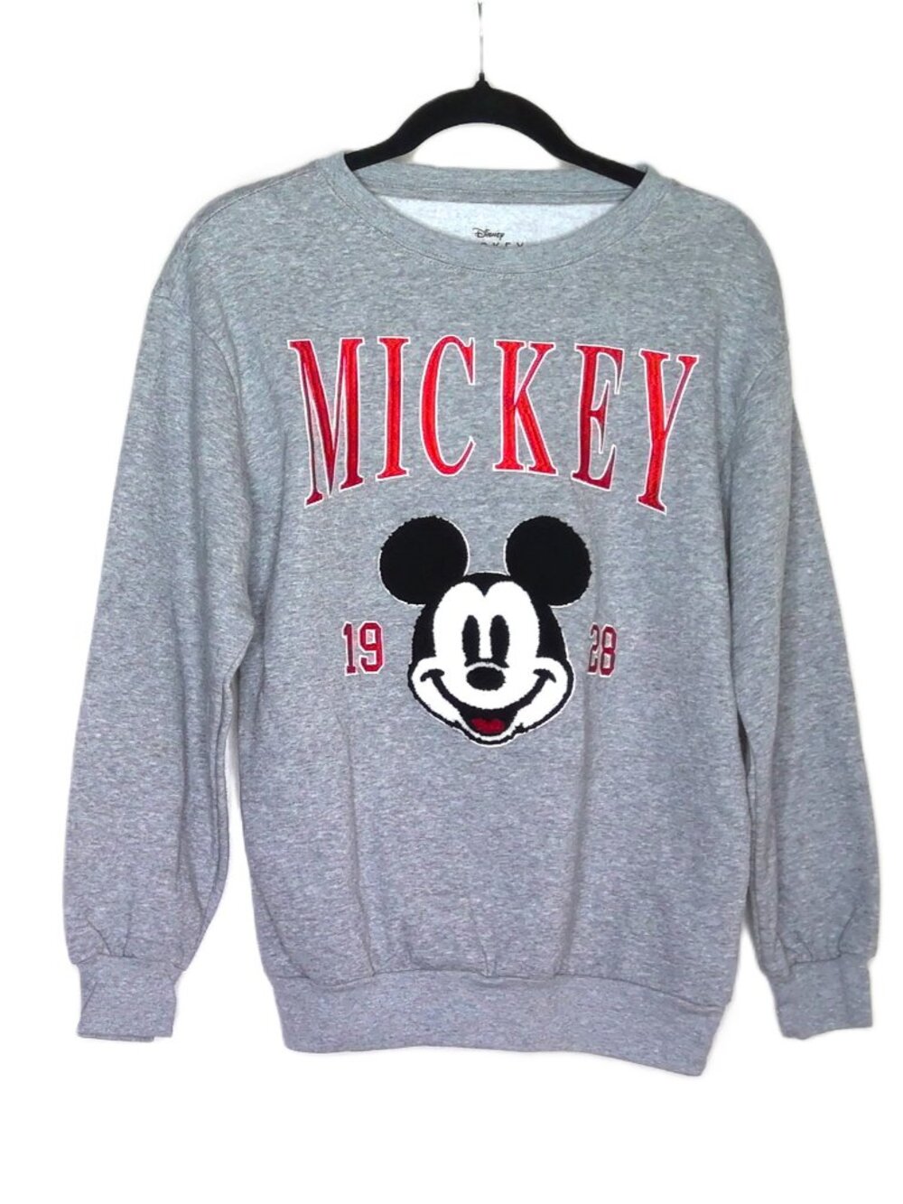 Disney Mickey Mouse Sweatshirt Gray Soft Textured Mickey Pullover Oversize Sz XS